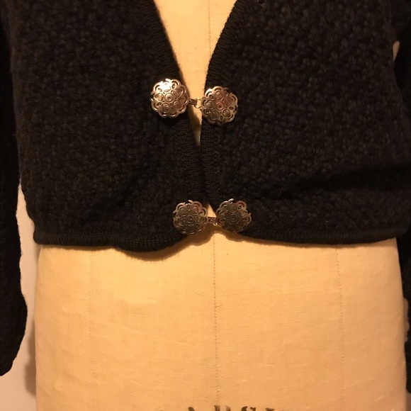 Vintage black wool boléro vest - Picture 2 of 3